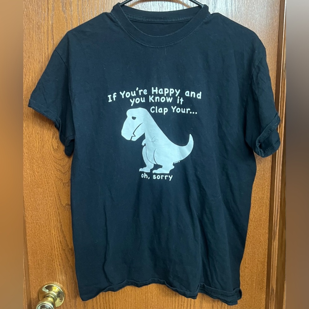 Men’s Black If You’re Happy And You Know it T-Rex Tshirt Size S